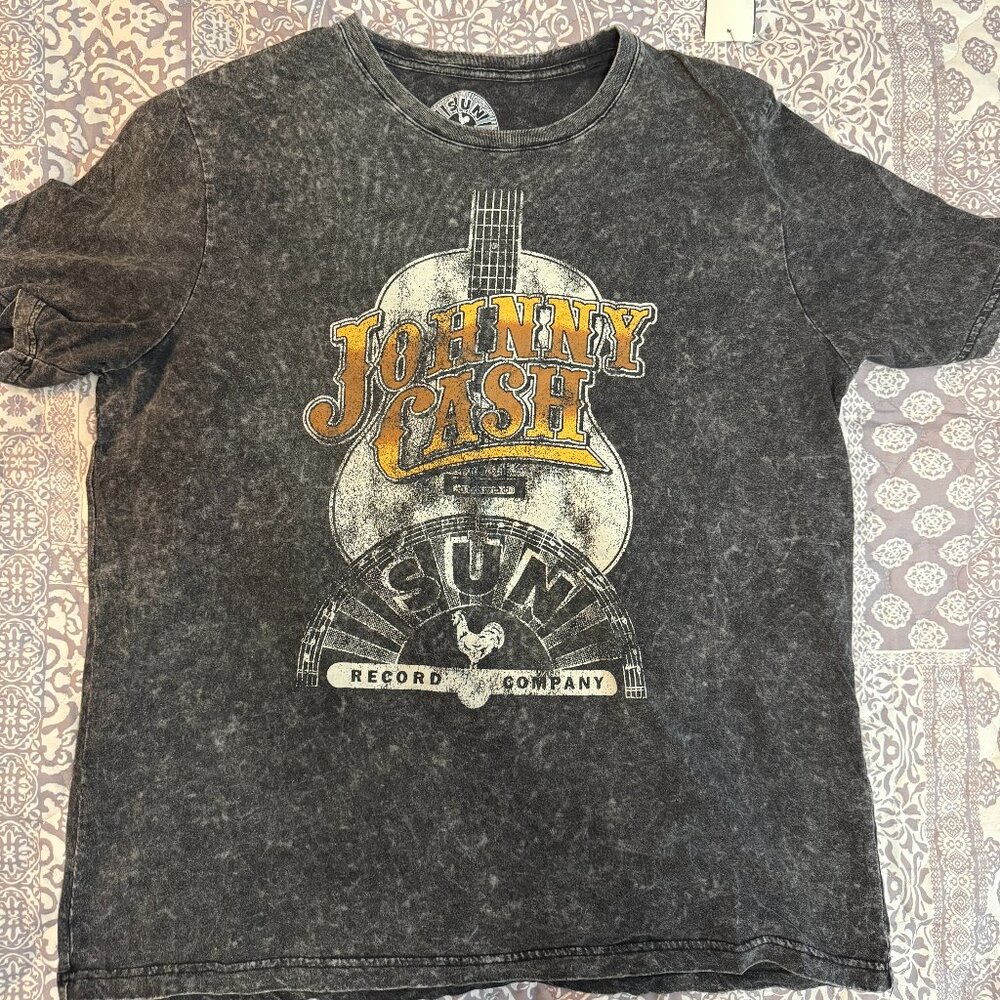 Johnny Cash Heathered Grey/Black T-Shirt Large